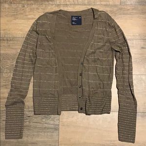 Brown striped American eagle button cardigan